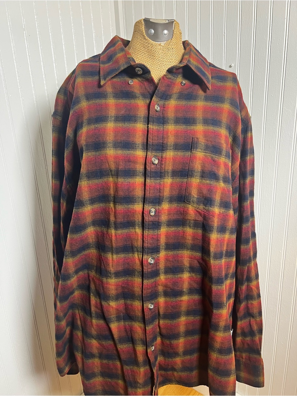 Men's Plaid Button-Up Flannel Shirt - Red Multi 2XL